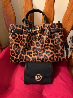 Michael Kors Leopard Print Tote with Black Wallet
